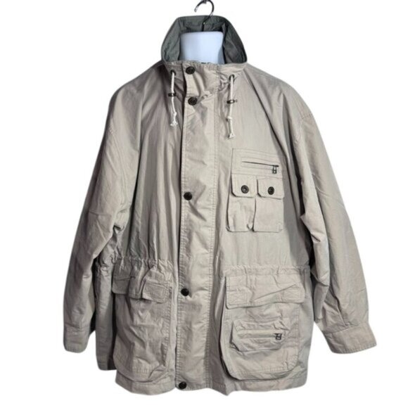 Woolrich Chore Jacket 2XL Plaid Lined‎ Drawstring Waist Tan/Khaki Barn Coat - Picture 1 of 14